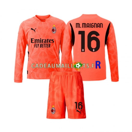 AC Milan Maillot avec flocage Mike Maignan 16 Gardien 4ème 2024-2025 ,Tenue Enfant ML