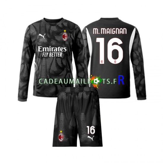 AC Milan Maillot avec flocage Noir Mike Maignan 16 Gardien Domicile 2024-2025 ,Tenue Enfant ML