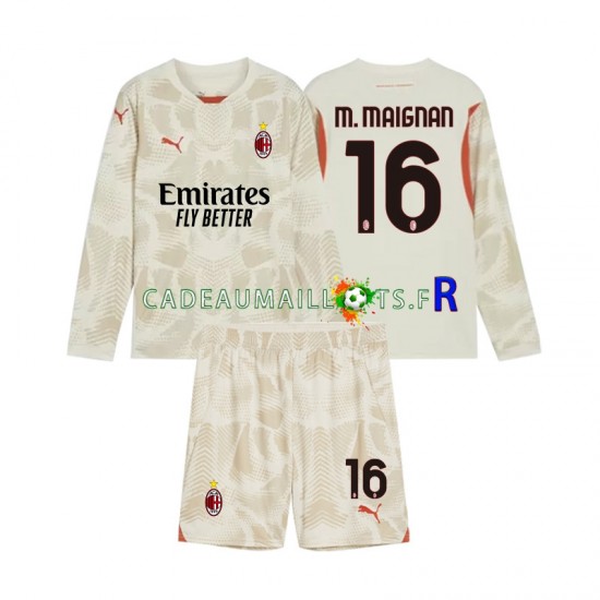 AC Milan Maillot avec flocage Mike Maignan 16 Gardien 3ème 2024-2025 ,Tenue Enfant ML