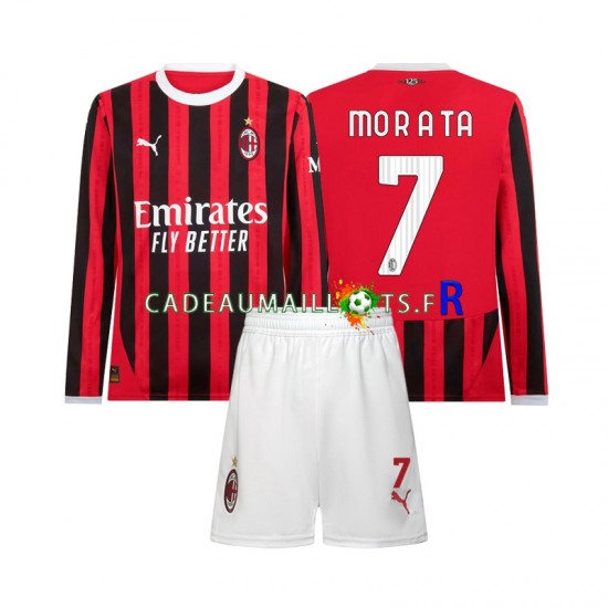 AC Milan Maillot avec flocage Morata 7 Domicile 2024-2025 ,Tenue Enfant ML