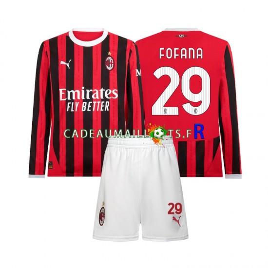 AC Milan Maillot avec flocage Youssouf Fofana 29 Domicile 2024-2025 ,Tenue Enfant ML