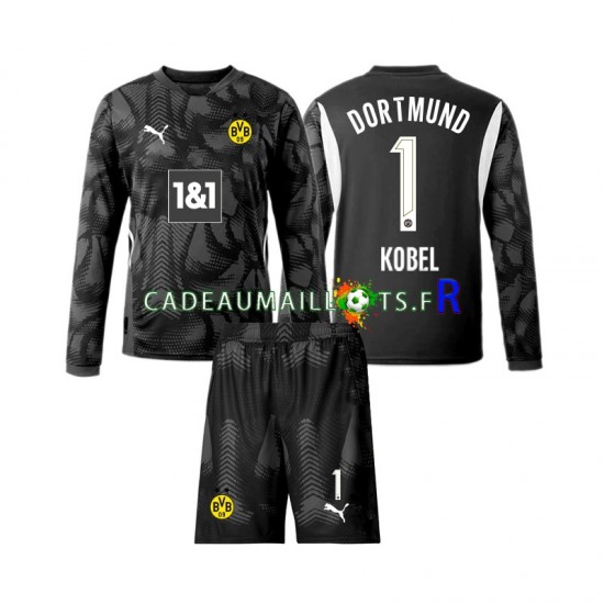 Borussia Dortmund Maillot avec flocage Gregor Kobel 1 Gardien 4ème 2024-2025 ,Tenue Enfant ML