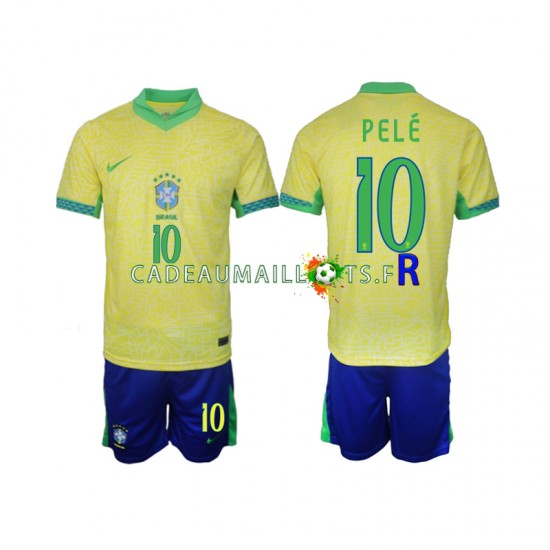 Brésil Maillot avec flocage PELE 10 Domicile 2024 ,Tenue Enfant MC