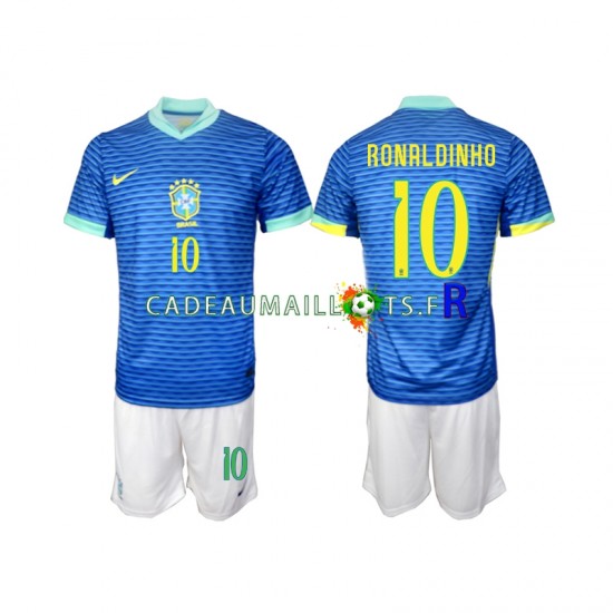 Brésil Maillot avec flocage Ronaldinho 10 Extérieur 2024 ,Tenue Enfant MC