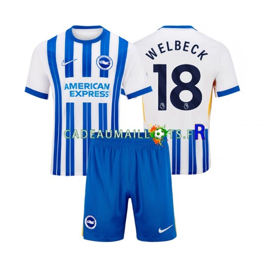 Brighton Hove Albion Maillot avec flocage WELBECK 18 Domicile 2024-2025 ,Tenue Enfant MC