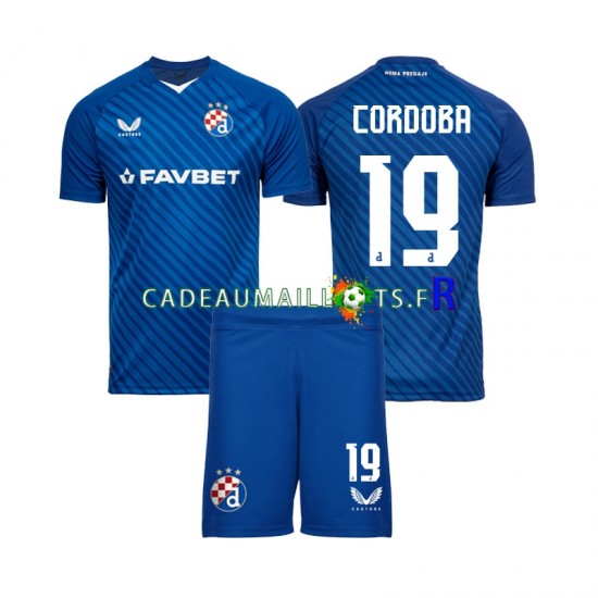 Dinamo Zagreb Maillot avec flocage Juan Cordoba 19 Domicile 2024-2025 ,Tenue Enfant MC