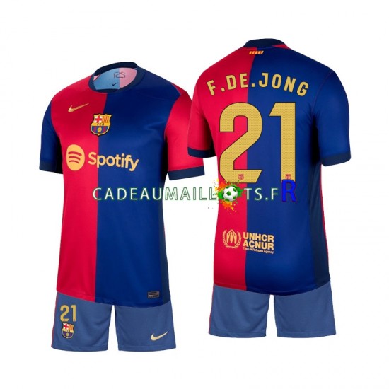 FC Barcelone Maillot avec flocage Frenkie de Jong 21 Domicile 2024-2025 ,Tenue Enfant MC