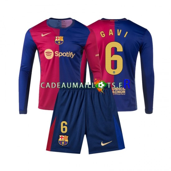 FC Barcelone Maillot avec flocage Gavi 6 Domicile 2024-2025 ,Tenue Enfant ML