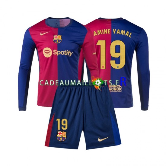 FC Barcelone Maillot avec flocage Lamine Yamal 19 Domicile 2024-2025 ,Tenue Enfant ML