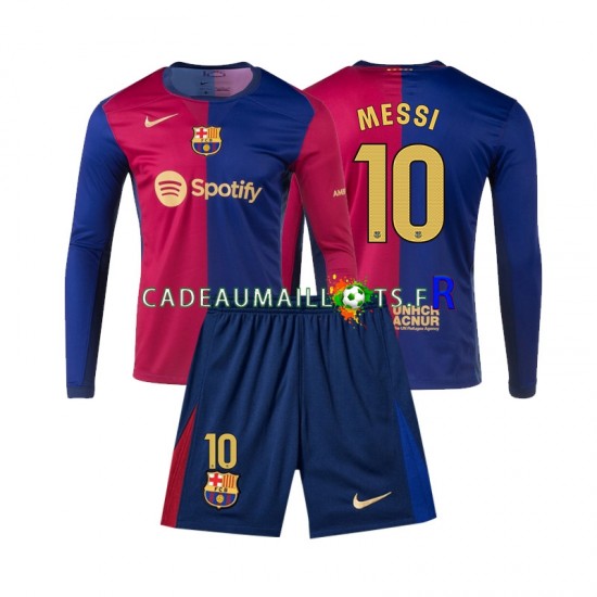 FC Barcelone Maillot avec flocage Lionel Messi 10 Domicile 2024-2025 ,Tenue Enfant ML