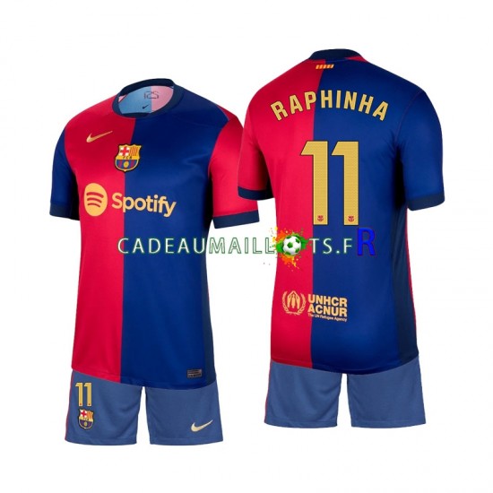 FC Barcelone Maillot avec flocage Raphinha 11 Domicile 2024-2025 ,Tenue Enfant MC