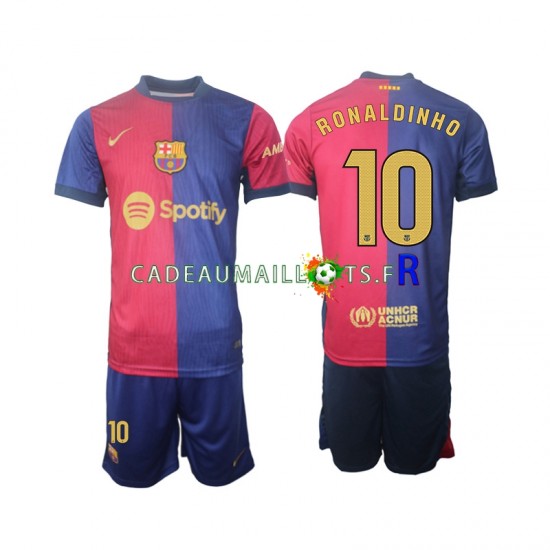 FC Barcelone Maillot avec flocage Ronaldinho 10 Domicile 2024-2025 ,Tenue Enfant ML