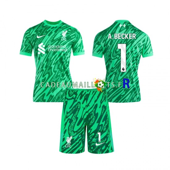 Liverpool Maillot avec flocage Alisson Becker 1 Gardien Extérieur 2024-2025 ,Tenue Enfant MC