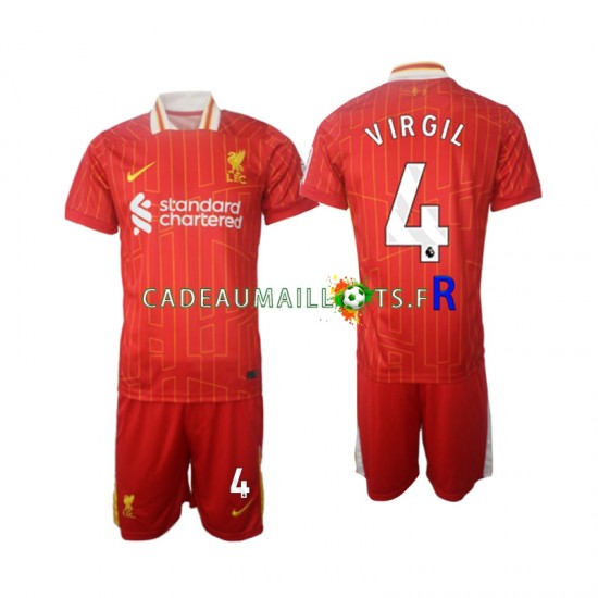 Liverpool Maillot avec flocage Virgil 4 Domicile 2024-2025 ,Tenue Enfant MC