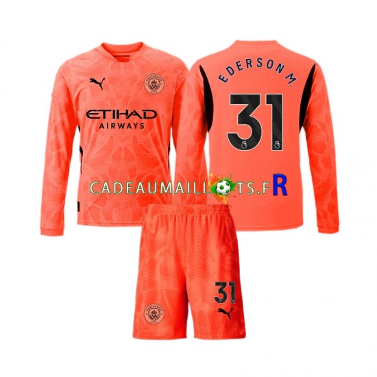 Manchester City Maillot avec flocage Ederson Moraes 31 Gardien Extérieur 2024-2025 ,Tenue Enfant ML