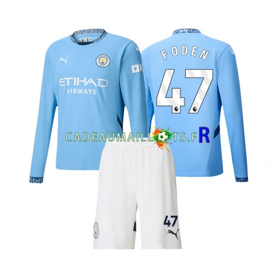 Manchester City Maillot avec flocage Phil Foden 47 Domicile 2024-2025 ,Tenue Enfant ML