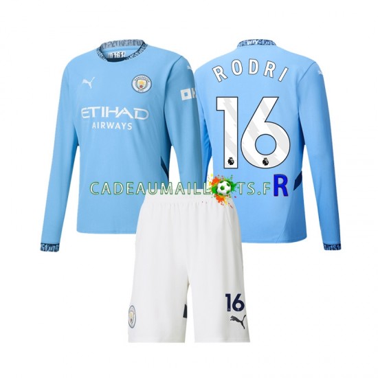 Manchester City Maillot avec flocage Rodri 16 Domicile 2024-2025 ,Tenue Enfant ML