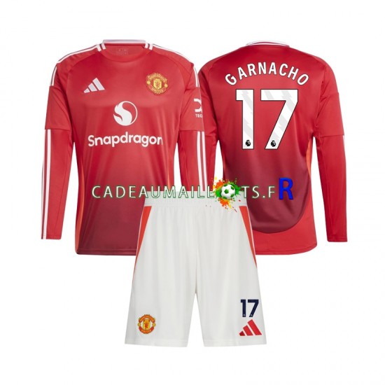 Manchester United Maillot avec flocage Alejandro Garnacho 17 Domicile 2024-2025 ,Tenue Enfant ML