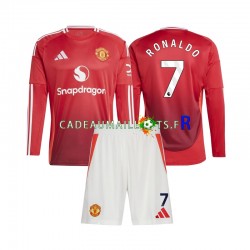 Manchester United Maillot avec flocage Cristiano Ronaldo 7 Domicile 2024-2025 ,Tenue Enfant ML