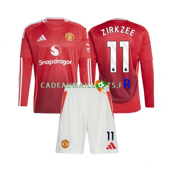 Manchester United Maillot avec flocage Joshua Zirkzee 11 Domicile 2024-2025 ,Tenue Enfant ML