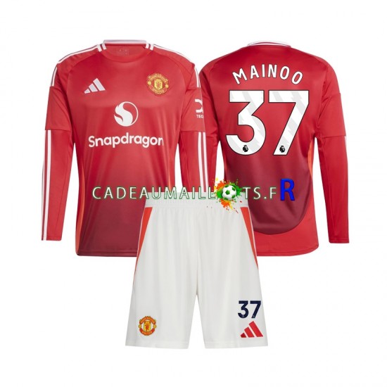 Manchester United Maillot avec flocage Kobbie Mainoo 37 Domicile 2024-2025 ,Tenue Enfant ML