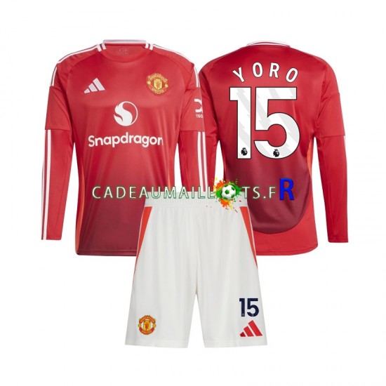 Manchester United Maillot avec flocage Leny Yoro 15 Domicile 2024-2025 ,Tenue Enfant ML