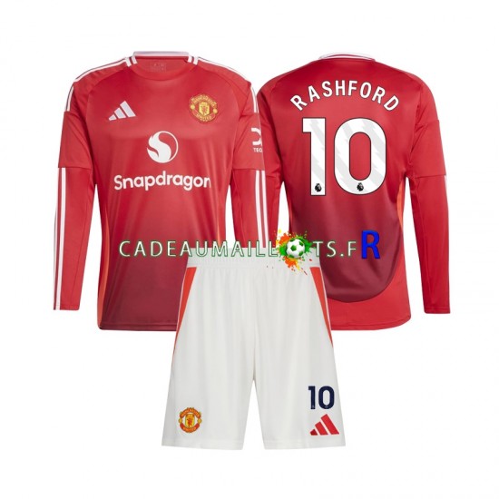 Manchester United Maillot avec flocage Marcus Rashford 10 Domicile 2024-2025 ,Tenue Enfant ML