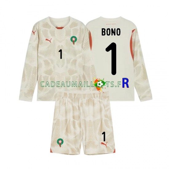 Maroc Maillot avec flocage Yassine Bounou 1 Gardien Extérieur 2024 ,Tenue Enfant ML