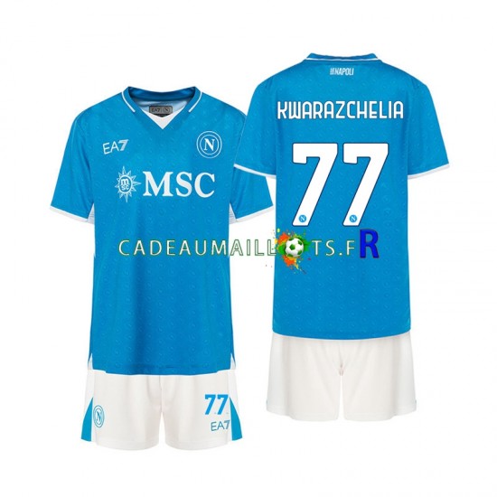 Naples Maillot avec flocage Khvicha Kvaratskhelia 77 Domicile 2024-2025 ,Tenue Enfant MC