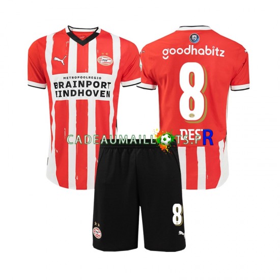 PSV Eindhoven Maillot avec flocage Sergino Dest 8 Domicile 2024-2025 ,Tenue Enfant MC