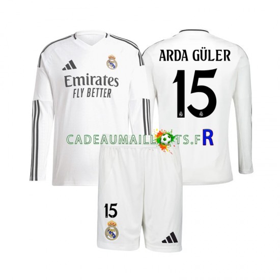 Real Madrid Maillot avec flocage Arda Guler 15 Domicile 2024-2025 ,Tenue Enfant ML