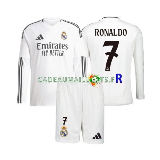 Real Madrid Maillot avec flocage Cristiano Ronaldo 7 Domicile 2024-2025 ,Tenue Enfant ML