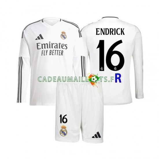 Real Madrid Maillot avec flocage Endrick 16 Domicile 2024-2025 ,Tenue Enfant ML