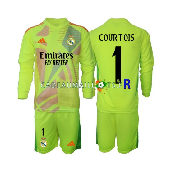 Real Madrid Maillot avec flocage COURTOIS 1 Gardien 4ème 2024-2025 ,Tenue Enfant ML