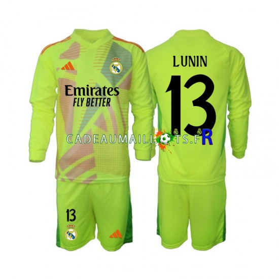 Real Madrid Maillot avec flocage Lunin 13 Gardien 4ème 2024-2025 ,Tenue Enfant ML