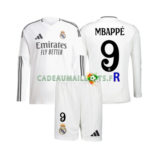 Real Madrid Maillot avec flocage Mbappé Kylian 9 Domicile 2024-2025 ,Tenue Enfant ML