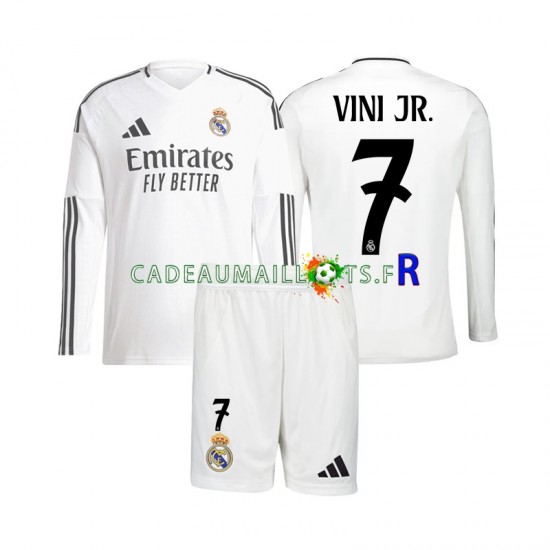 Real Madrid Maillot avec flocage Vinicius Junior 7 Domicile 2024-2025 ,Tenue Enfant ML