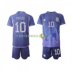 Argentine Maillot avec flocage Lionel Messi 10 Extérieur Coupe du Monde 2022 ,Tenue Enfant MC