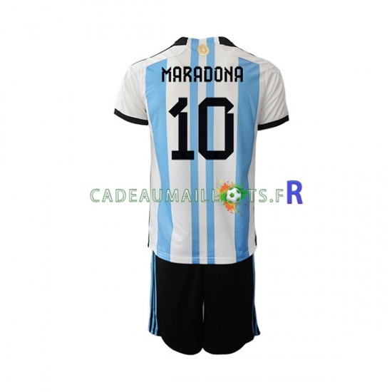 Argentine Maillot avec flocage Maradona 10 Domicile Coupe du Monde 2022 ,Tenue Enfant MC