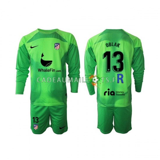 Atlético Madrid Maillot avec flocage Jan Oblak 13 Gardien Domicile 2022-2023 ,Tenue Enfant ML