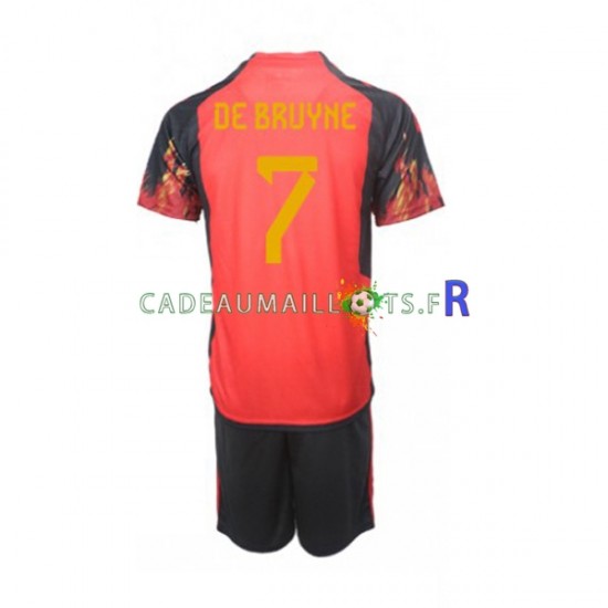 Belgique Maillot avec flocage De Bruyne 7 Domicile Coupe du Monde 2022 ,Tenue Enfant MC