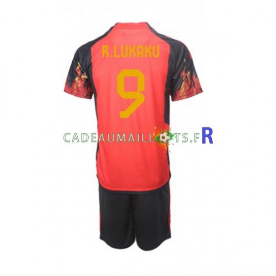 Belgique Maillot avec flocage Lukaku 9 Domicile Coupe du Monde 2022 ,Tenue Enfant MC