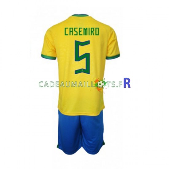 Brésil Maillot avec flocage Casemiro 5 Domicile Coupe du Monde 2022 ,Tenue Enfant MC