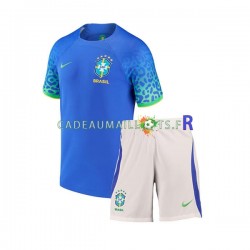 Brésil Maillot avec flocage Extérieur Coupe du Monde 2022 ,Tenue Enfant MC