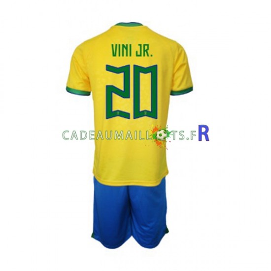 Brésil Maillot avec flocage Vinicius Junior 20 Domicile Coupe du Monde 2022 ,Tenue Enfant MC