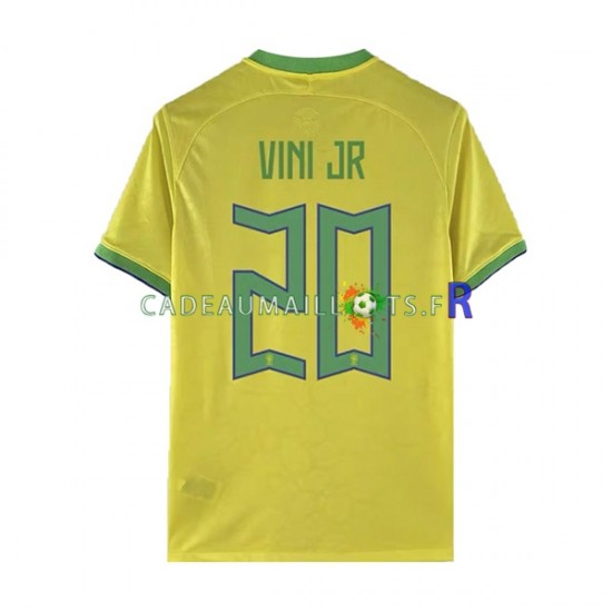 Brésil Maillot avec flocage Vinicius Junior 20 Domicile Coupe du Monde 2022 ,Homme MC