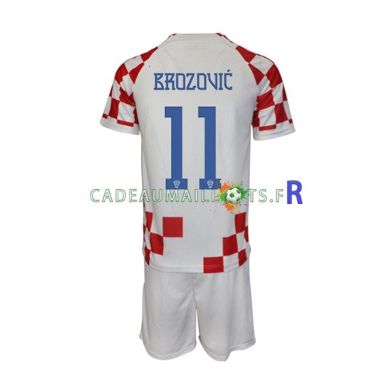 Croatie Maillot avec flocage Brozovic 11 Domicile Coupe du Monde 2022 ,Tenue Enfant MC