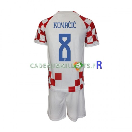 Croatie Maillot avec flocage Kovacic 8 Domicile Coupe du Monde 2022 ,Tenue Enfant MC