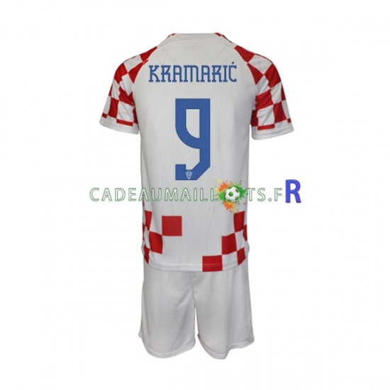 Croatie Maillot avec flocage Kramaric 9 Domicile Coupe du Monde 2022 ,Tenue Enfant MC