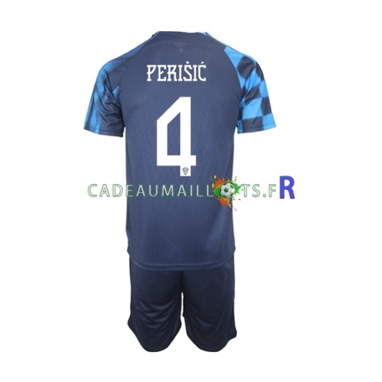 Croatie Maillot avec flocage Perisic 4 Extérieur Coupe du Monde 2022 ,Tenue Enfant MC